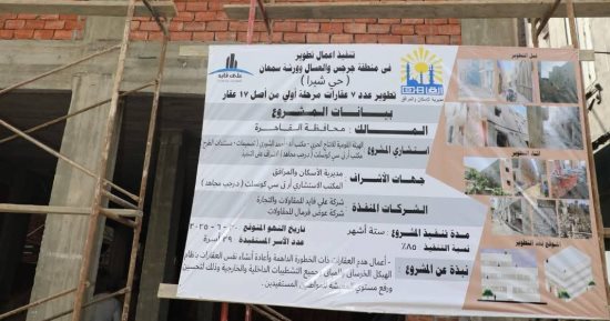 محافظة القاهرة تعيد إنشاء 7 عقارات بمنطقة عزبة جرجس والعسال.. تفاصيل