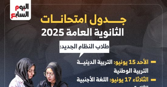 جدول امتحانات الثانوية العامة 2025 (إنفوجراف)
