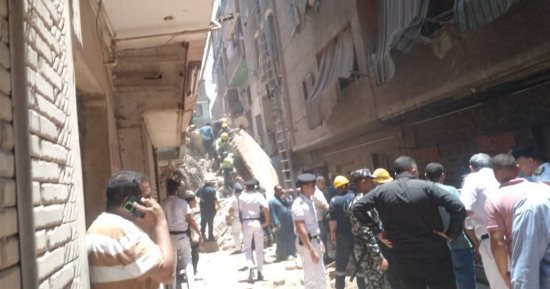 المعاينة: انهيار عقارين بحدائق القبة أحدهما خالى من السكان