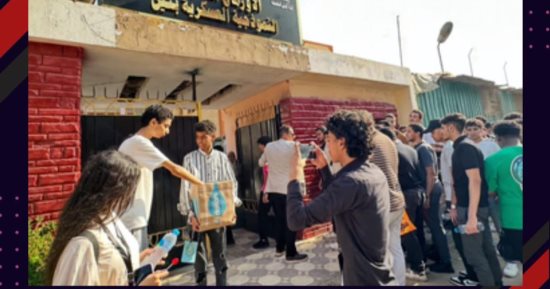 إدارة الدقى التعليمية توزع المياه على الطلاب قبل أداء امتحان اللغة العربية