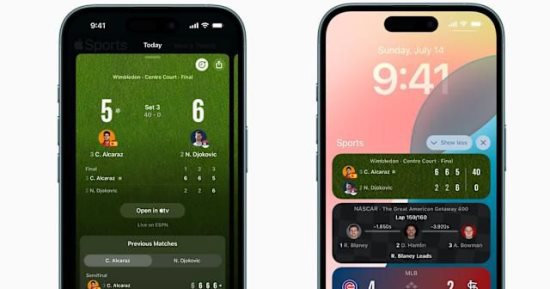 تطبيق Apple Sports يضيف تتبع نقاط التنس مباشرة مع انطلاق ويمبلدون