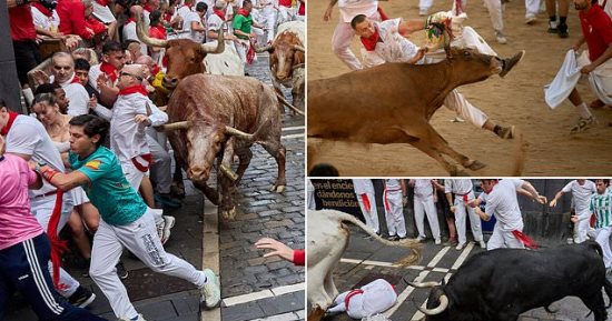 مهرجان الرعب يبدأ فى إسبانيا.. إصابات خطيرة فى أول جولة لعدائى الثيران.. صور