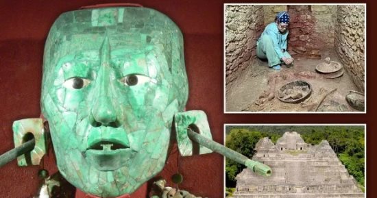 اكتشاف مقبرة عمرها 1700 عاما لأحد حكام المايا وقناع جنائزى مرعب