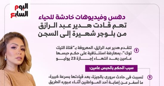 دهس وفيديوهات خادشة للحياء.. تهم قادت هدير عبد الرازق من بلوجر شهيرة إلى السجن