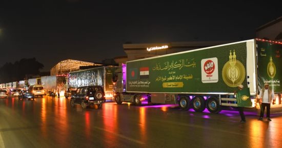 1000 خيمة مجهَّزة وآلاف الأطنان من المواد الغذائية من الأزهر لقطاع غزة.. صور