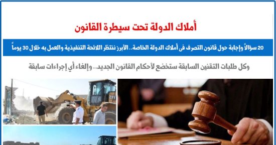 20 سؤالا وإجابة حول قانون التصرف فى أملاك الدولة الخاصة.. برلمانى