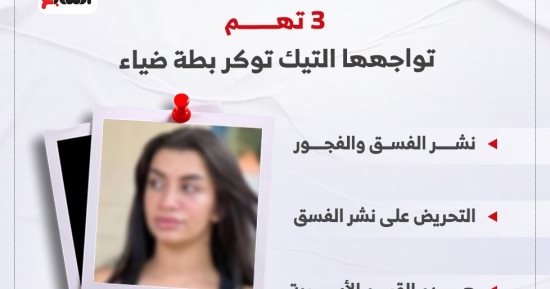 تهم تواجه التيك توكر بطة ضياء.. أبرزها هدم القيم الأسرية (انفوجراف)