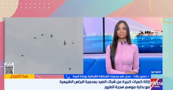 البيئة تزيل ألف متر من شباك الصيد بمحمية البرلس لحماية الطيور المهاجرة