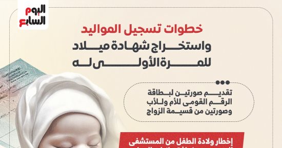 خطوات تسجيل المواليد واستخراج شهادات للمرة الأولى 