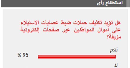 %95 من القراء يؤيدون تكثيف حملات ضبط عصابات الاستيلاء على أموال المواطنين