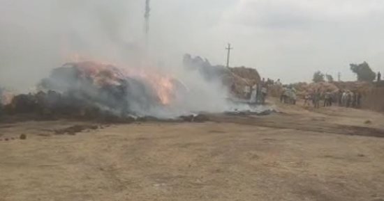 نشوب حريق فى كمية من الكتان بقرية شبرا ملس بزفتى  