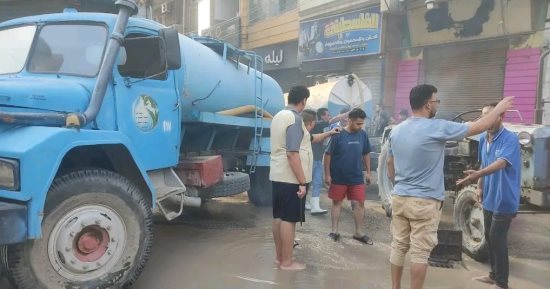كسر مفاجئ بخط مياه الشرب الرئيسى بأبو حماد شرقية
