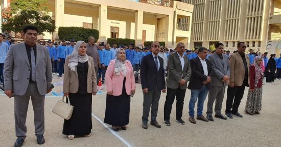 مدير تعليم المنوفية يشهد طابور الصباح وتحية العلم مع بدء العام الدراسي الجديد