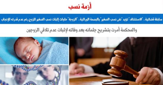 سابقة قضائية.. الاستئناف تؤيد نفى نسب الصغير بالبصمة الوراثية.. برلمانى