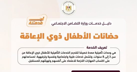 خدمات حضانات الأطفال ذوى الإعاقة.. انفو جراف