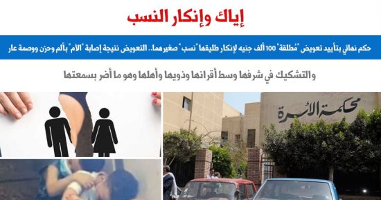 محكمة الاستئناف تؤيد تعويض مطلقة لإنكار طليقها "نسب" صغيرهما.. برلماني  