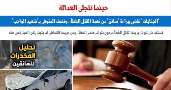الجنايات تقضى ببراءة سائق من تهمة القتل الخطأ وتصف المتوفى بشهيد الواجب