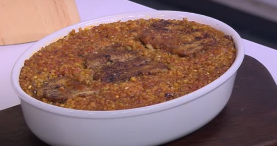طريقة عمل طاجن الفريك بالسمك
