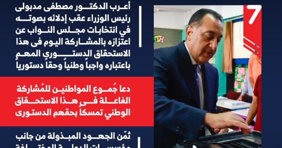 رئيس الوزراء يدعو جموع المواطنين للمشاركة الفاعلة بانتخابات النواب (إنفوجراف)