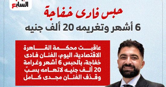 حبس فادى خفاجة 6 أشهر وتغريمه 20 ألف جنيه بتهمة سب مجدى كامل .. إنفوجراف