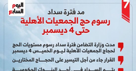 مد فترة سداد رسوم حج الجمعيات الأهلية.. إنفوجراف