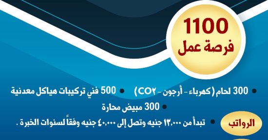وزارة العمل: 1100 فرصة عمل جديدة بالضبعة بمرتبات تصل إلى 40 ألف جنيه