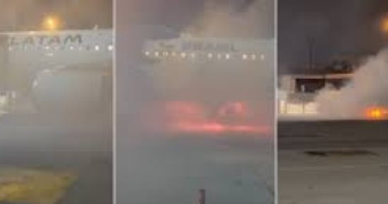 لحظات رعب فى البرازيل.. طائرة تشتعل قبل إقلاعها وإخلاء 180 راكبا.. فيديو
