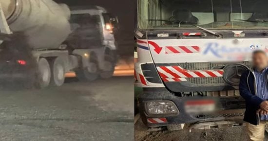 فيديو خطير على السوشيال.. سقوط أسمنت من خلاطة والمخالف تحت السيطرة
