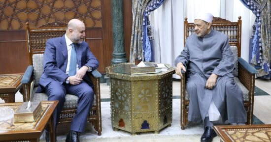 الإمام الأكبر لقاضى قضاة فلسطين: الأزهر لم يدخر جهدا فى التعريف بحقوق الفلسطينيين