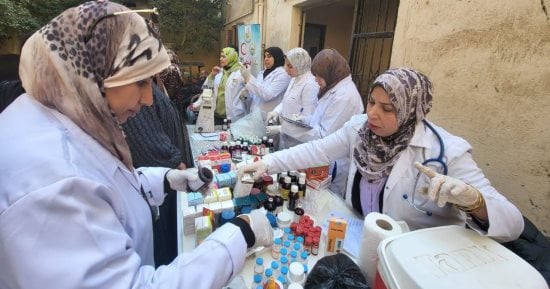 فحص وعلاج 2400 حالة متنوعة من الطيور والأبقار بقافلة بيطرية بقرية الحصة