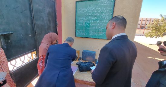رئيس لجنة انتخابية بالوادى الجديد يساعد ناخبة من ذوى الهمم على التصويت.. صور
