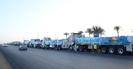 الأورمان تطلق 10 شاحنات محملة بالبطاطين والسلع لغزة ضمن جهود التحالف الوطنى