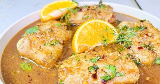 طريقة عمل فيليه السمك بصوص البرتقال