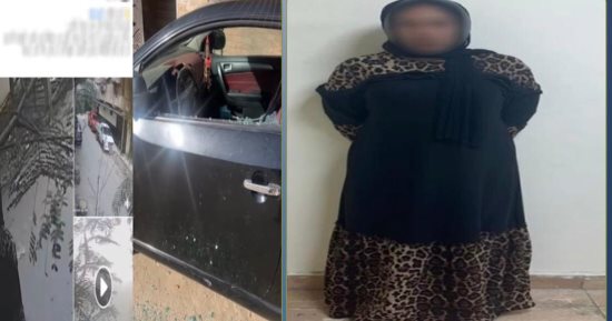 اعتداء غريب ببورسعيد.. سيدة تلقي الحجارة على سيارة وتثير الرعب بالشارع (فيديو)