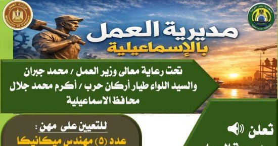 تعرف على شروط التقديم للوظائف الخالية فى الإسماعيلية