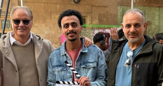 محمد السعدى وتامر محسن فى كواليس مسلسل بيبو لـ كزبرة