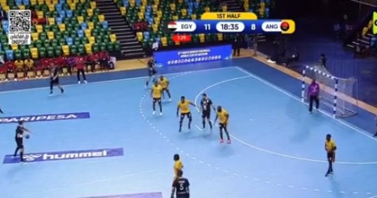 منتخب اليد يتقدم على أنجولا 18-13 بالشوط الأول فى أمم أفريقيا برواندا