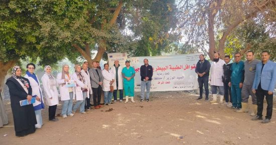 قافلة بيطرية مجانية بقرية سفلاق فى سوهاج لعلاج الحيوانات بالمجان