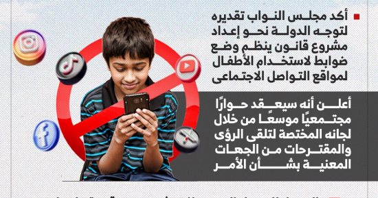 بيان عاجل من مجلس النواب بشأن استخدام الأطفال لمواقع التواصل (إنفوجراف)