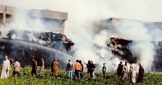 حريق فى شونة قش بقرية الحندقوقة بكفر الشيخ دون إصابات