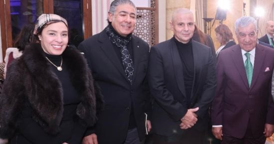 رئيس محكمة الجنايات وحرمه فى العرض الأول لأوبرا توت عنخ آمون بالسفارة الإيطالية