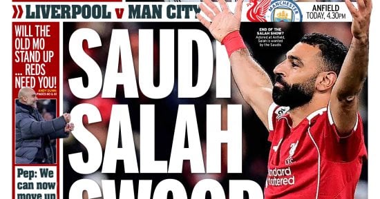 محمد صلاح يتصدر عناوين صحف إنجلترا بعد عرض السعودية التاريخي.. صور