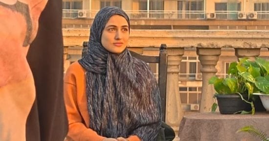تسنيم مطر بالحجاب فى كواليس تصوير أب ولكن قبل عرضه فى رمضان.. صور