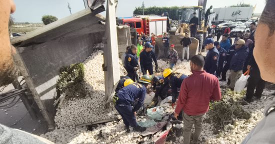 القبض على السائق المتسبب بمصرع شخصين فى حادث انقلاب تريلا بالإسكندرية