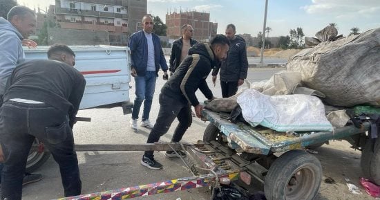 التحفظ على 57 عربة كارو وتروسيكل خلال حملات على النباشين فى الجيزة.. صور
