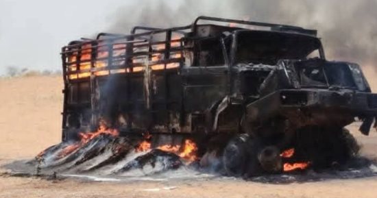 الدعم السريع تشعل النيران فى شاحنات تحمل محاصيل زراعية غرب كردفان