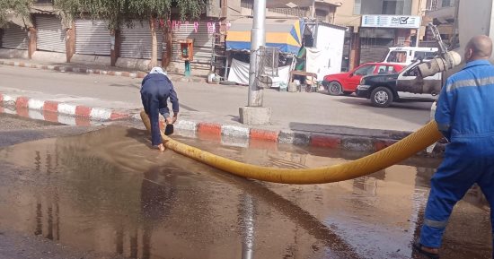 كثافات مرورية بسبب كسر ماسورة بطريق الإسماعيلية الصحراوى