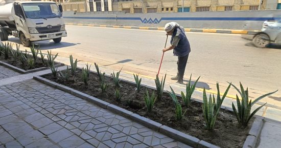 تكثيف أعمال التجميل بعدد من الشوارع فى حى العجوزة لتحسين الصورة البصرية