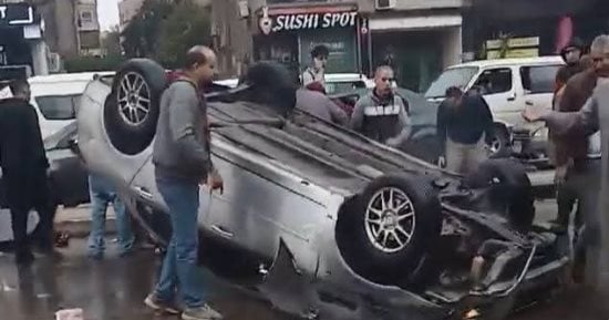 إصابة 4 أشخاص إثر انقلاب سيارة ملاكى داخل ترعة على طريق أجا بالدقهلية