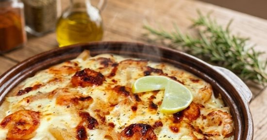 طريقة عمل صينية مكرونة بشاميل بالجمبرى
